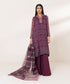 Women's Pret Blended Chiffon Printed Purple 3 Piece Suit